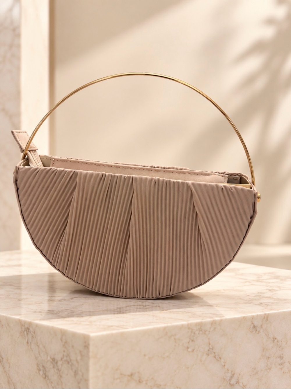 Jessica McClintock Devin - Pleated Crepe Metal Handle Bag.